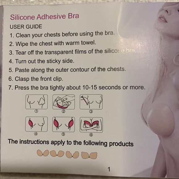 Size A Cup adhesive bra.  NEW in box - Picture 3 of 6